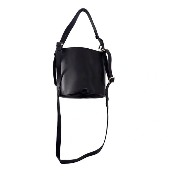 Harrian by Arcadia Italy Italian Leather Black Bucket Back Gold Hardware - Picture 1 of 8